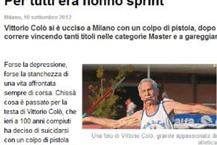 Ex-corredor italiano de 100 anos se mata dentro de uma igreja