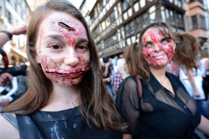 Mortos-vivos invadem ruas de cidade francesa para marcha dos zumbis