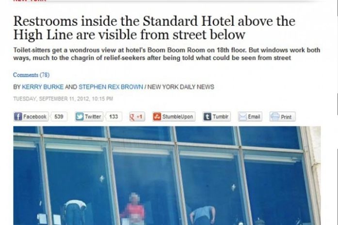 Usuários de banheiros de hotel nos EUA são visíveis da rua
