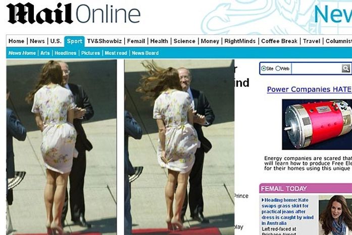 Kate Middleton passa por saia justa com vestido por causa do vento