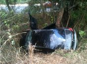 Carro capotou em Brasília