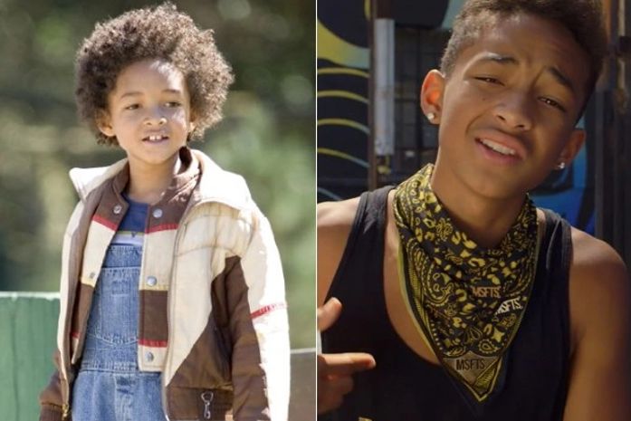 À esquerda, Jaden Smith no filme 'À procura da felicidade', de 2006, e à direita, no clipe de 'The coolest', de 2012
