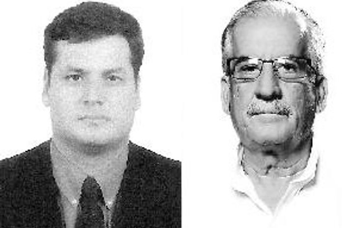 Manuel Valente (PP) e o pai e candidato a vice-prefeito  na mesma chapa, José Rubem (PSDB),