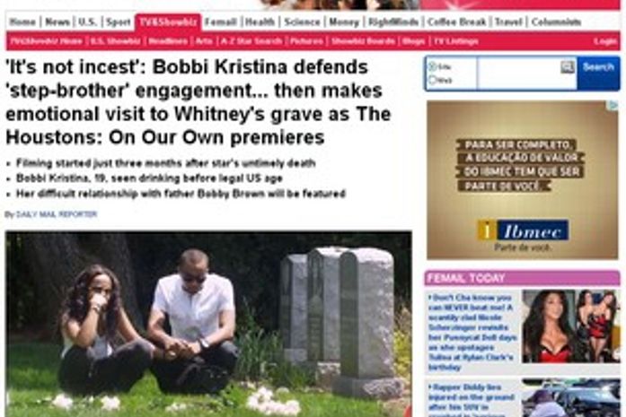 'Não é incesto', diz filha de Whitney Houston a site sobre noivo meio-irmão