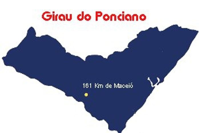 Girau do Ponciano marcado no mapa de Alagoas