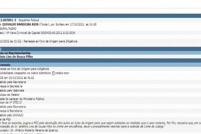 Resultado do site do TJ no Diário Eletrônico da Justiça