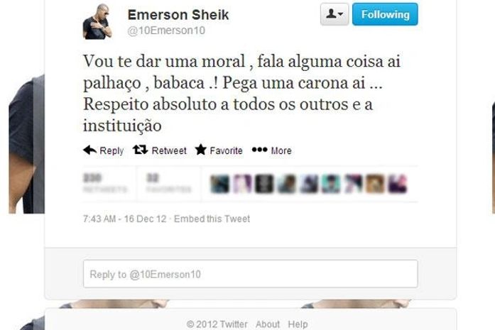 Emerson esbraveja no Twitter após título: fala alguma coisa, babaca