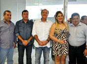 Desembargador Washington Luiz, Cristiano Matheus, senador Renan, prefeita Mellina e Edgar Barros, na inauguração da APS
