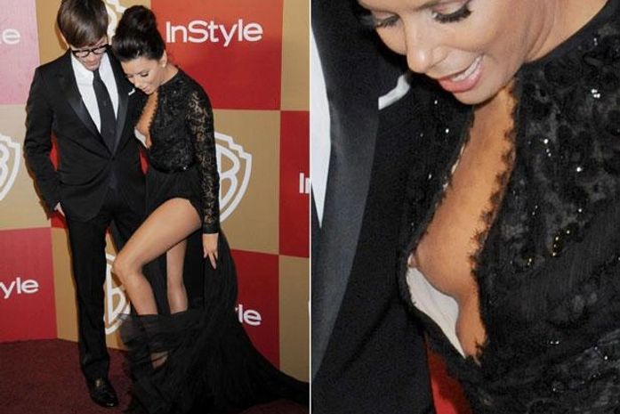 Com decotão, atriz Eva Longoria se descuida e mostra demais