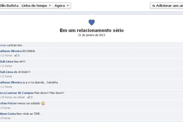 Olin Batista troca status em rede social para 'em relacionamento sério'