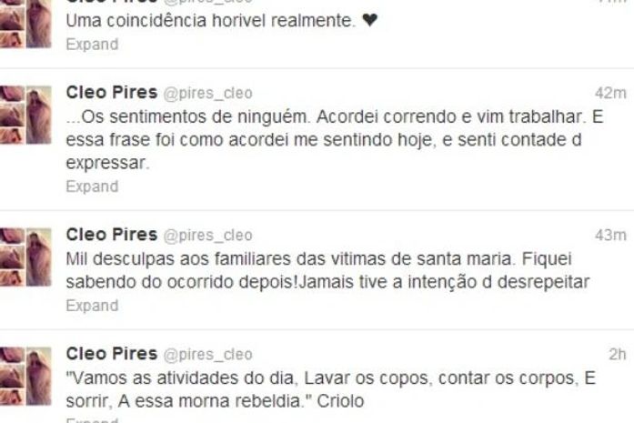 Cleo Pires se desculpa após postar música que fala em "contar corpos"