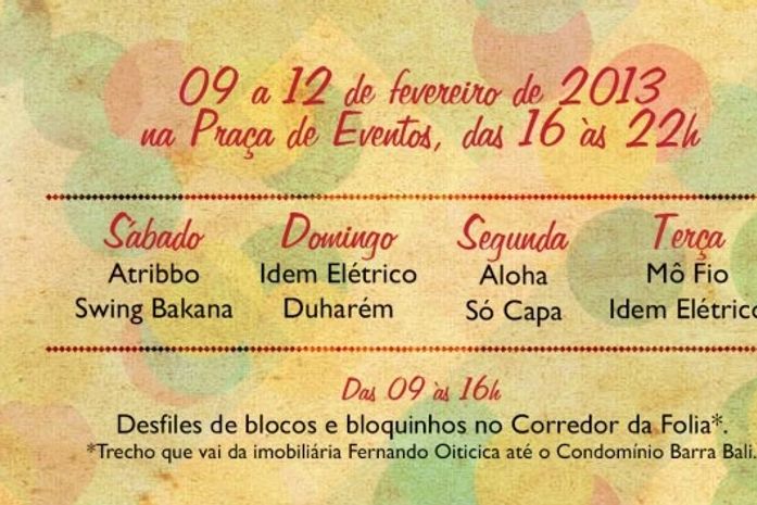 Programação Carnabarra 2013