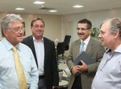 Governador Teotonio Vilela, empresário Tarso Jereissati, empresário Elias Vilela e secretario Luiz Otavio Gomes