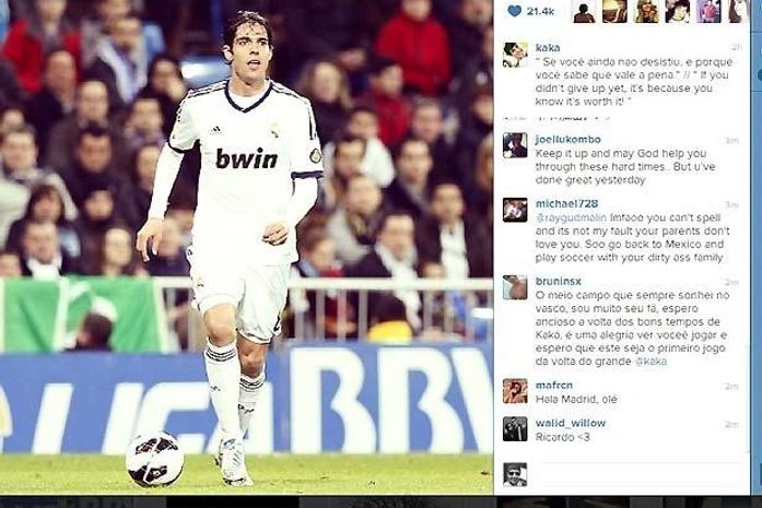 Kaká desabafa após atuação: "se não desistiu é porque sabe que vale a pena"