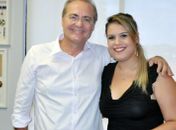 Presidente do Senado, Renan e a presidente da JPMDB-AL, Mellina Freitas