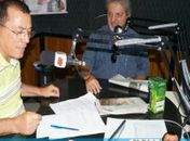 Joaquim Brtio com Ildo Rafael na rádio Jovem Pan.