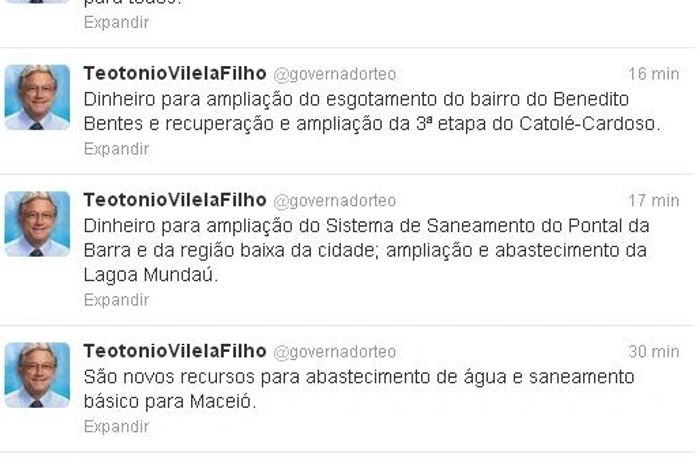 Governador fez o anúncio em seu perfil na rede social