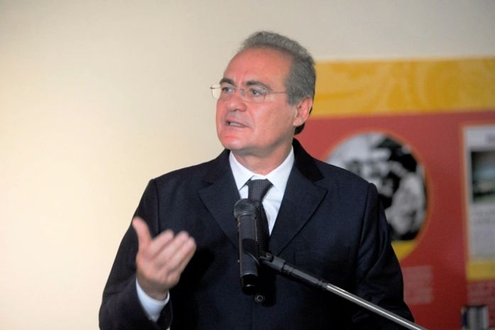 Presidente do Senado, Renan discursa na abertura da solenidade