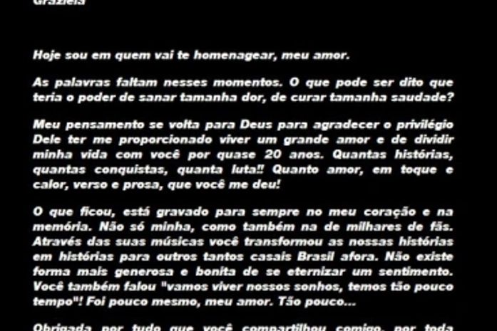 Ex de Chorão presta homenagem: 'Meu grande amor infinito!'
