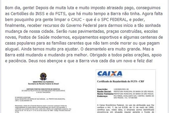 Há mais de 70 dias no cargo, prefeito regulariza débitos (atrasados) do município 