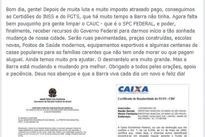 Há mais de 70 dias no cargo, prefeito regulariza débitos (atrasados) do município