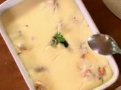 Receita de Páscoa! Filé  de cação ao molho branco com arroz de amêndoas