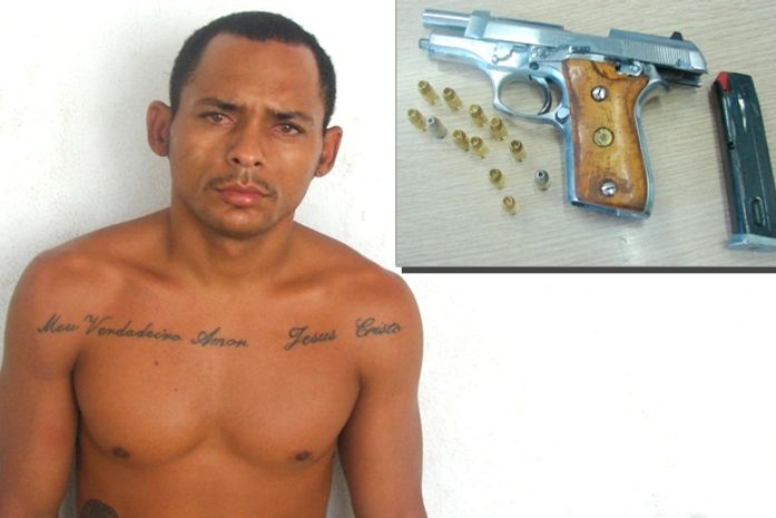 Assaltante foi preso com pistola