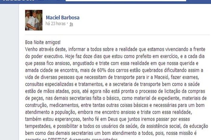 Página do vereador Maciel Barbosa