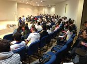 Estudantes durante palestra na PF