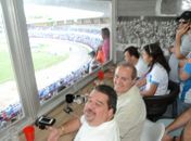 Na cabine,Feijó, Renan e o prefeito Cristhiano Matheus