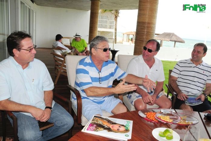 Empresário Elias, governador Teo, ministro Fernando Bezerra e o secretário Marco Fireman na Barra de São Miguel