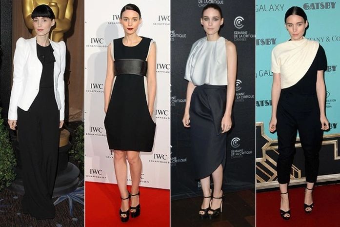 Confira os looks de Rooney Mara, musa do estilo preto e branco