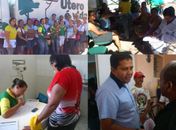 Procedimento de coleta com o técnico e auxiliar de enfermagem do PSF Urbano I e II