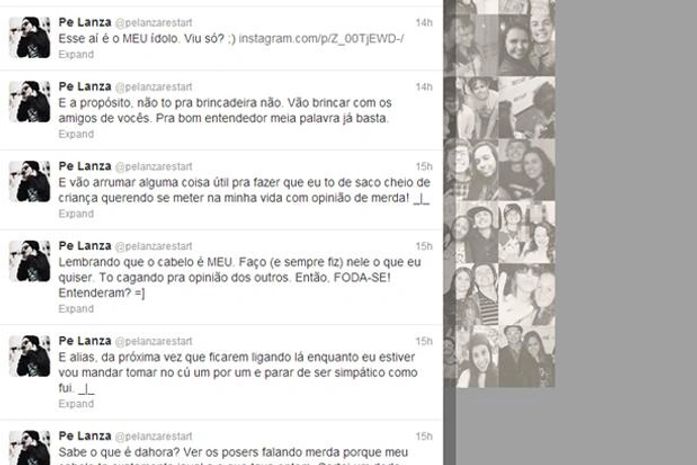 Pe Lanza xinga seguidores no Twitter após críticas a seu cabelo