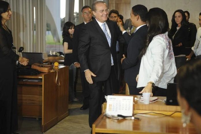 Renan com a imprensa no Palácio do Planalto