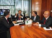 Arthur Lira participando da reunião com presidente da Câmara, Eduardo Alves