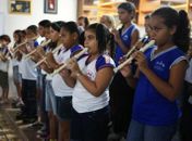 Alunos da rede municipal durante apresentação na Esmal para professores e PCJE
