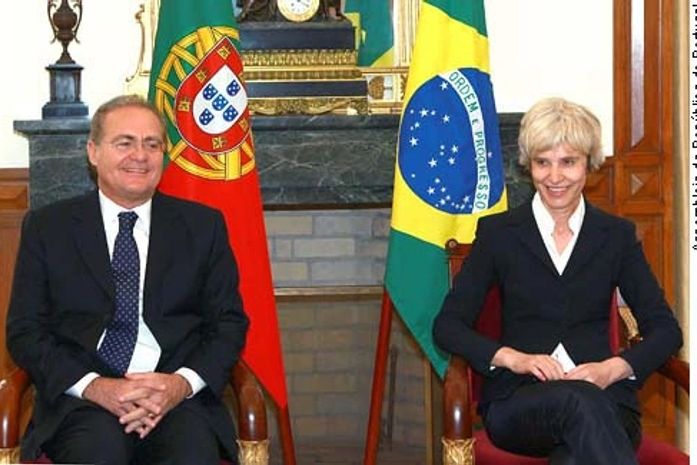 Renan com a presidente da Assembleia da República de Portugal, Maria da Assunção