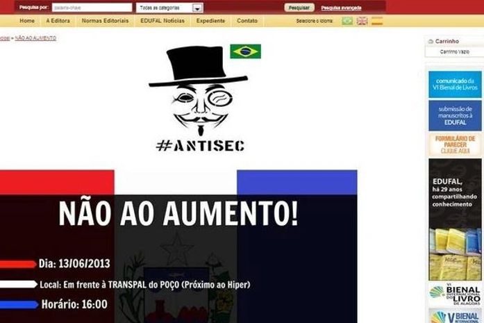 Página da Edufal foi invadida por hackers