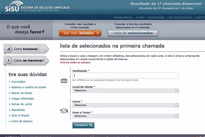 MEC divulga primeira chamada dos convocados no Sisu do meio do ano