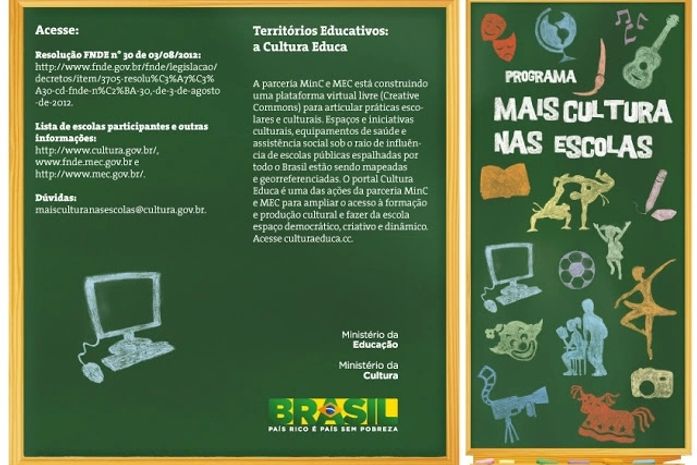 Murici inicia inscrições no programa Mais Cultura nas Escolas