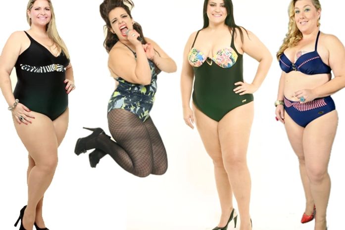 Modelos plus size se preparam para desfile de moda praia