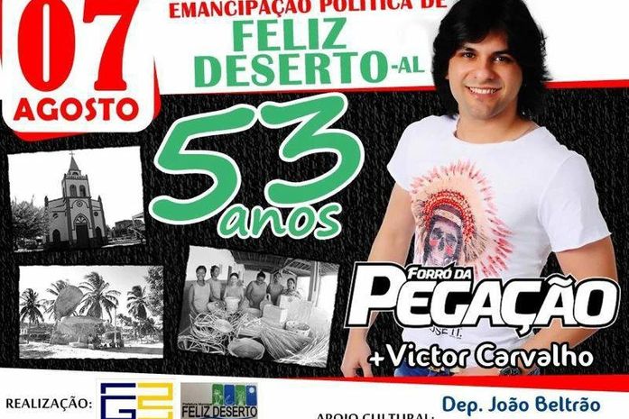 Feliz Deserto comemoração 53 anos de emancipação política nesta quarta-feira