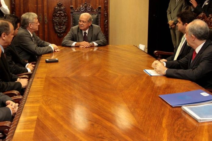 Audiência com Ministro dos Transportes, César Borges, prefeito Rui Palmeira e governador Téo com deputado Quintella e secretários Marcos Ferreira e Manoel Messias