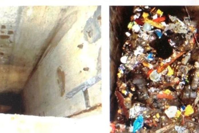 Poço descoberto e lixo nos prédios ocupados