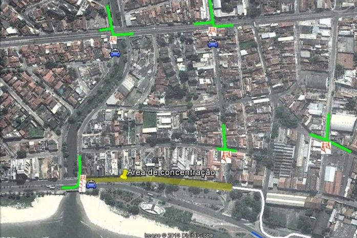 Mapa mostra interdição de ruas