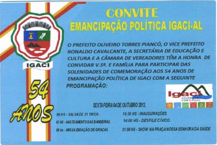 Igaci comemora 54 anos de Emancipação Política