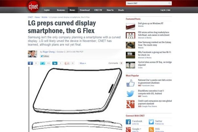 LG pode lançar smartphone com tela curva em novembro, diz site