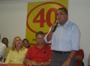 Inácio Loiola falando na festa do PSB dos novos filiados.