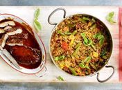 Filé mignon suíno ao molho barbecue e arroz cajun: receita de Jamie Oliver